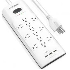 Surge Protector 12 Outlets 3 USB Ports White